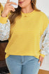 Floral Striped Print Patchwork Loose Long Sleeve Top