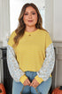 Floral Striped Print Patchwork Loose Long Sleeve Top
