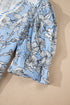 Floral Striped Print Polo Collar Short Sleeve Blouse