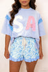 Floral Striped Ruffle Hem Lace Tie Casual Shorts