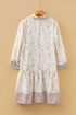Floral Striped Trim Patchwork Button Down A Line Mini Dress