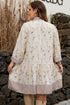 Floral Striped Trim Patchwork Button Down A Line Mini Dress