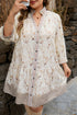 Floral Striped Trim Patchwork Button Down A Line Mini Dress