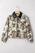 Floral Tapestry Zip Front Contrast Collar Chest Pocket Jacket