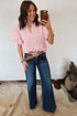 Floral Textured Jacquard Western Puff Sleeve Blouse