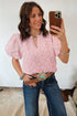 Floral Textured Jacquard Western Puff Sleeve Blouse