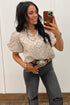 Floral Textured Jacquard Western Puff Sleeve Blouse