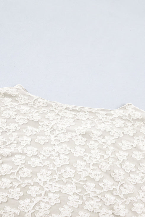 Floral Textured Sheer Unprinted Long Sleeve Top