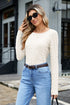 Floral Textured Sheer Unprinted Long Sleeve Top