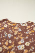 Floral Textured Tied Neck Long Sleeve Babydoll Blouse