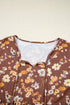 Floral Textured Tied Neck Long Sleeve Babydoll Blouse