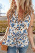 Floral Tie Front Relaxed Fit Boho Chic Sleeveless Top