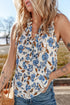 Floral Tie Front Relaxed Fit Boho Chic Sleeveless Top