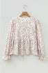 Floral Tie Front Short Flounce Sleeve Peplum Blouse