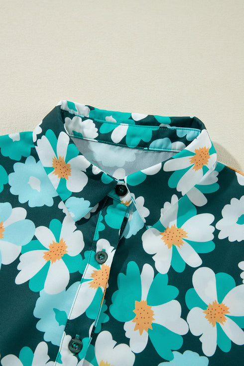 Floral Tiered Button Front Mini Shirt Dress