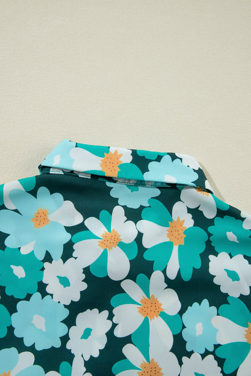 Floral Tiered Button Front Mini Shirt Dress