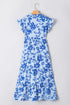 Floral Tiered Frilled Trim Flutter Sleeve Maxi Dress