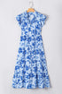 Floral Tiered Frilled Trim Flutter Sleeve Maxi Dress