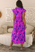 Floral Tiered Frilled Trim Flutter Sleeve Maxi Dress