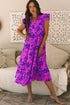 Floral Tiered Frilled Trim Flutter Sleeve Maxi Dress