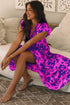 Floral Tiered Frilled Trim Flutter Sleeve Maxi Dress
