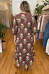 Floral V Neck Long Sleeve Loose Shift Maxi Dress