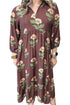 Floral V Neck Long Sleeve Loose Shift Maxi Dress