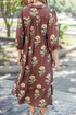 Floral V Neck Long Sleeve Loose Shift Maxi Dress
