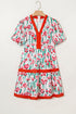 Floral V Neck Puff Sleeve Babydoll Dress
