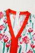 Floral V Neck Puff Sleeve Babydoll Dress