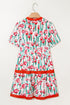 Floral V Neck Puff Sleeve Babydoll Dress