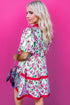 Floral V Neck Puff Sleeve Babydoll Dress
