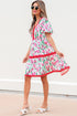 Floral V Neck Puff Sleeve Babydoll Dress