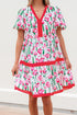 Floral V Neck Puff Sleeve Babydoll Dress