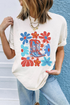 Floral Western Boots Print Short Sleeve Graphic Tee