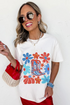 Floral Western Boots Print Short Sleeve Graphic Tee