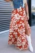 Floral Western Cowgirl High Split Maxi Skirt