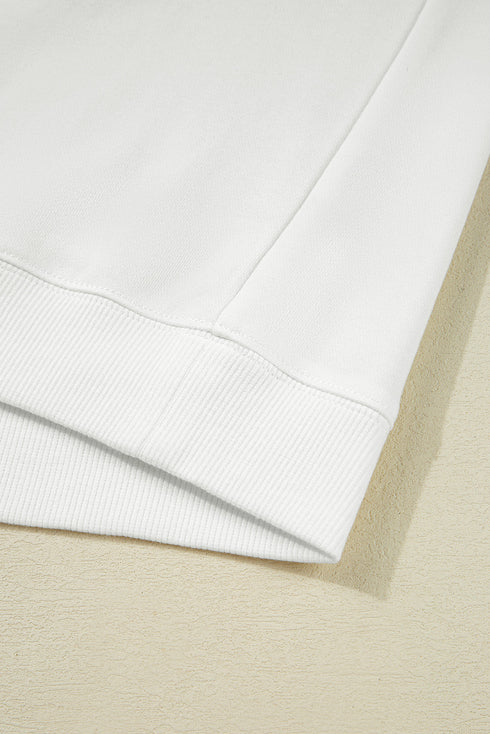 Floral Woven Balloon Sleeve Mixed Media Knit Pullover