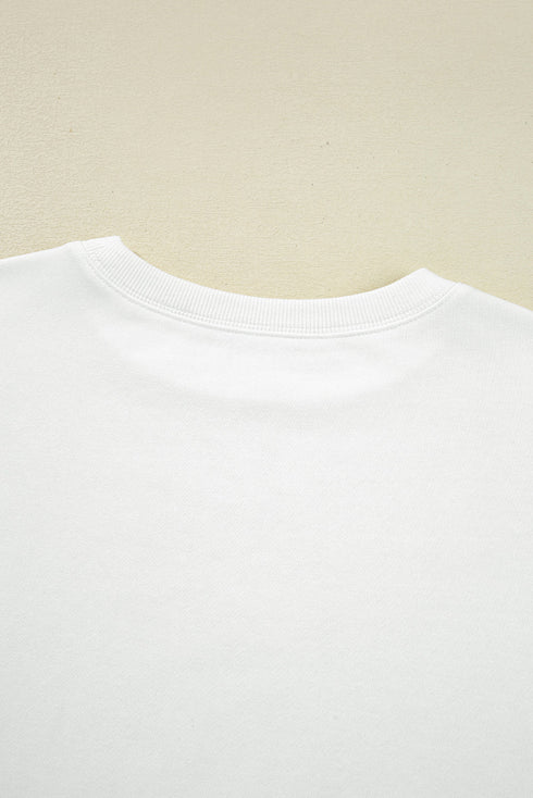 Floral Woven Balloon Sleeve Mixed Media Knit Pullover