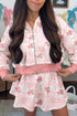 Floral Zip Long Sleeve Hoodie Skort Dress Set
