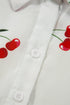 Flounce Sleeve Collared Fruit Print Babydoll Blouse