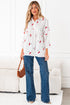 Flounce Sleeve Collared Fruit Print Babydoll Blouse