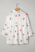 Flounce Sleeve Collared Fruit Print Babydoll Blouse