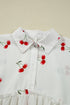 Flounce Sleeve Collared Fruit Print Babydoll Blouse