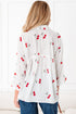 Flounce Sleeve Collared Fruit Print Babydoll Blouse
