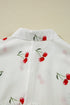 Flounce Sleeve Collared Fruit Print Babydoll Blouse