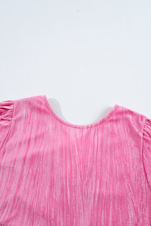 Flounce Sleeve Tie Ruffled Velvet Mini Dress