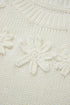 Flower Applique Contrast Textured Puff Sleeve Round Neck Sweater