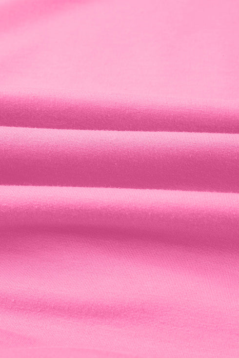 Flower Appliqué Raw Edge Half Sleeve Oversized Tunic Sweatshirt