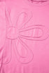 Flower Appliqué Raw Edge Half Sleeve Oversized Tunic Sweatshirt